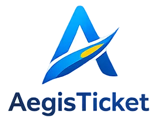 aegisticket Aegisify branded ticket with a digital security theme and geometric patterns.