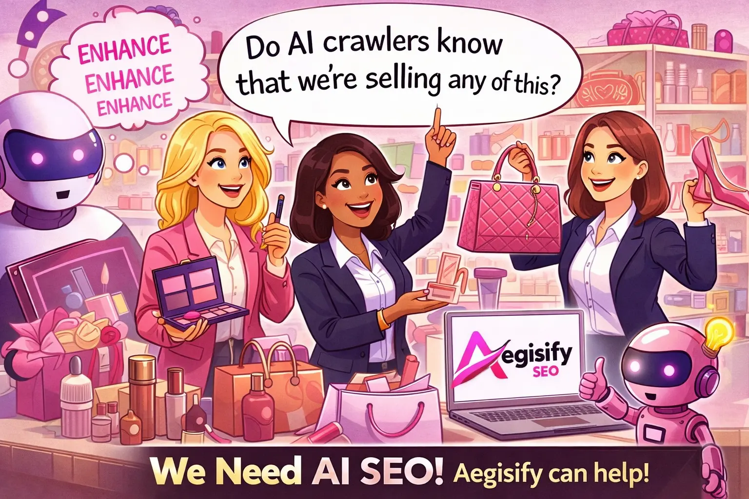 Abstract digital graphic representing AI-driven SEO and search engine optimization concepts.