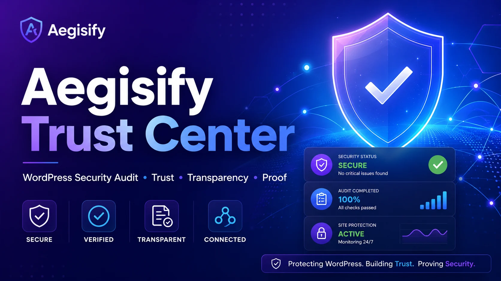 A stylized digital illustration of a shield icon with a checkmark, representing cybersecurity or verification.